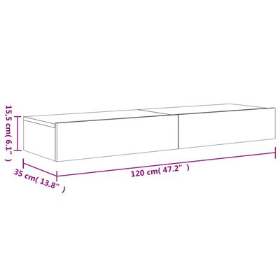 vidaXL Tv-meubelen 2 st met LED-verlichting 60x35x15,5 cm zwart