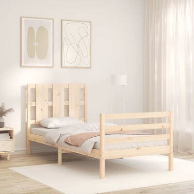 vidaXL Bedframe met hoofdbord massief hout 100x200 cm