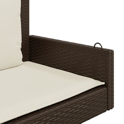 vidaXL Schommelbank met kussens 119x56x48 cm poly rattan bruin