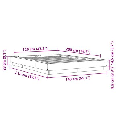 vidaXL Bedframe bewerkt hout zwart 120x200 cm