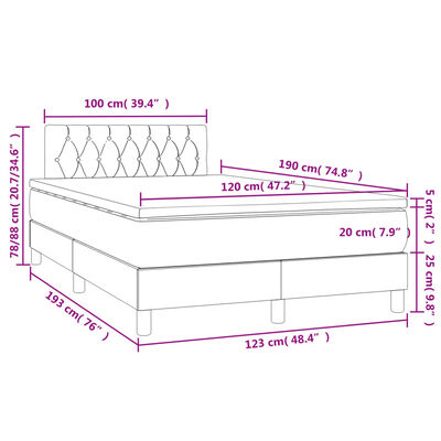 vidaXL Boxspring met matras en LED stof blauw 120x190 cm