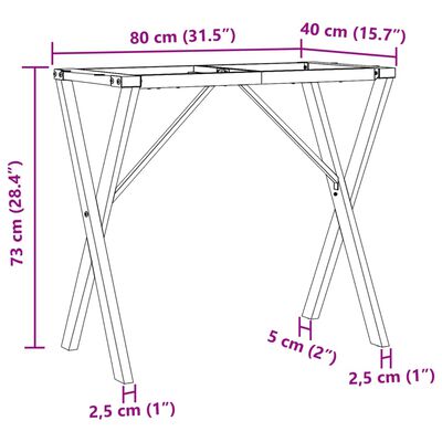 vidaXL Eettafelpoten X-frame 80x40x73 cm gietijzer