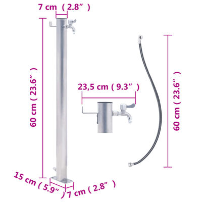 vidaXL Waterzuil rond 60 cm roestvrij staal