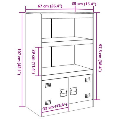 vidaXL Dressoir 67x39x107 cm staal roze