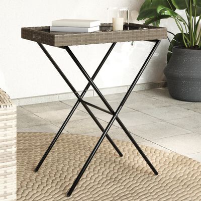 vidaXL Dienbladtafel inklapbaar 65x40x75 cm poly rattan grijs