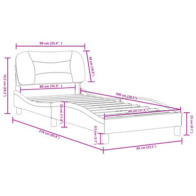 vidaXL Bedframe met hoofdbord stof donkergrijs 80x200 cm