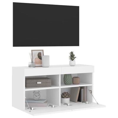 vidaXL Tv-wandmeubel met LED-verlichting 80x30x40 cm wit