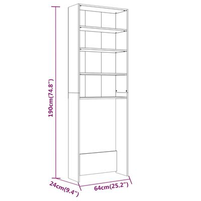 vidaXL Wasmachinekast 64x24x190 cm gerookt eikenkleurig