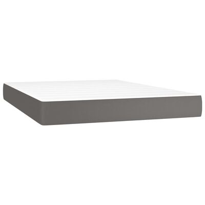 vidaXL Boxspring met matras kunstleer grijs 140x200 cm