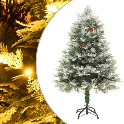 vidaXL Kerstboom met LED en dennenappels 120 cm PVC en PE groen