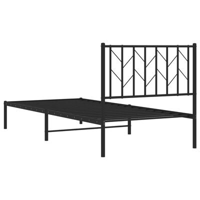 vidaXL Bedframe met hoofdbord metaal zwart 90x200 cm