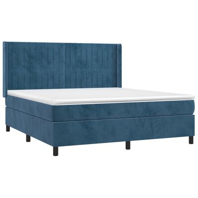 vidaXL Boxspring met matras fluweel donkerblauw 160x200 cm