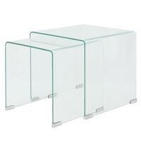 vidaXL Bijzettafel set 2-dlg transparant gehard glas