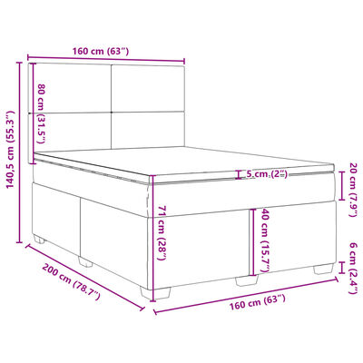 vidaXL Boxspring met matras stof taupe 160x200 cm