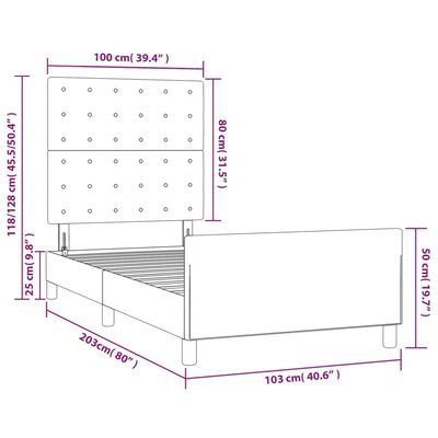 vidaXL Bedframe met hoofdbord kunstleer zwart 100x200 cm