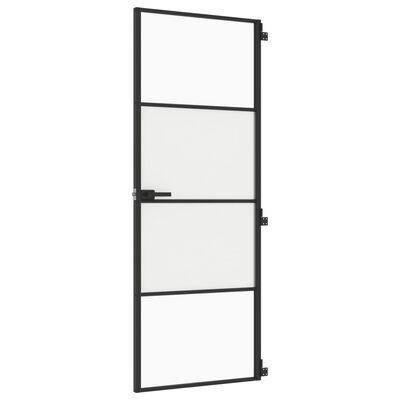 vidaXL Binnendeur smal 76x201,5 cm gehard glas en aluminium zwart