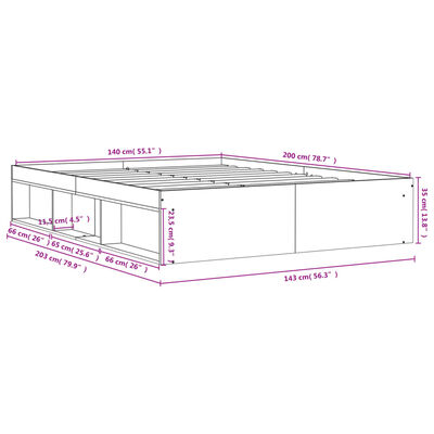 vidaXL Bedframe sonoma eikenkleurig 140x200 cm