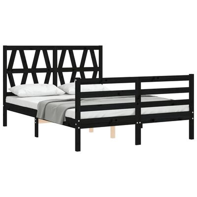 vidaXL Bedframe met hoofdbord massief hout zwart 120x200 cm