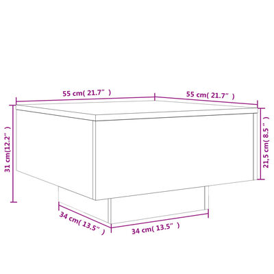 vidaXL Salontafel 55x55x31 cm bewerkt hout gerookt eikenkleurig