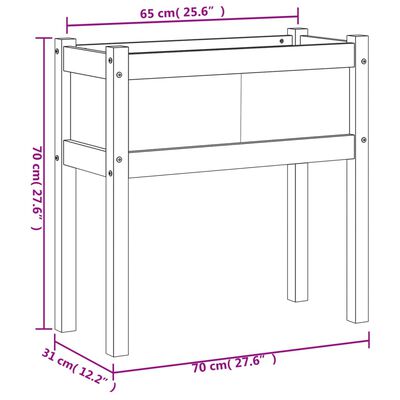 vidaXL Plantenbak met poten 70x31x70 cm grenenhout wasbruin