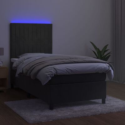 vidaXL Boxspring met matras en LED fluweel donkergrijs 100x200 cm