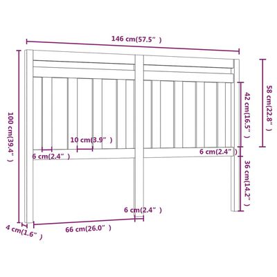 vidaXL Hoofdbord 146x4x100 cm massief grenenhout wit