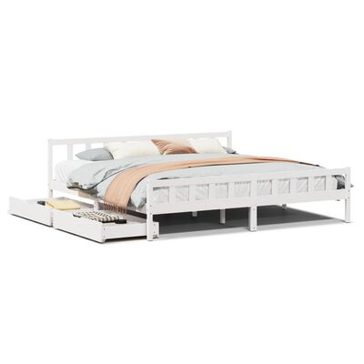 vidaXL Bedframe zonder matras massief grenenhout wit 180x200 cm