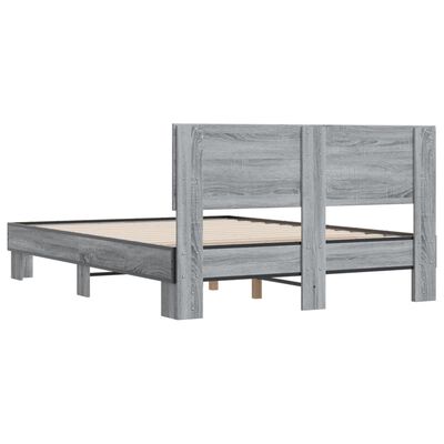 vidaXL Bedframe bewerkt hout metaal grijs sonoma eiken 140x190 cm