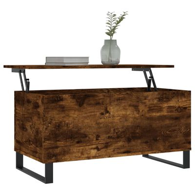 vidaXL Salontafel 90x44,5x45 cm bewerkt hout gerookt eikenkleurig