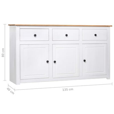 vidaXL Dressoir Panama Range 135x40x80 cm massief grenenhout wit