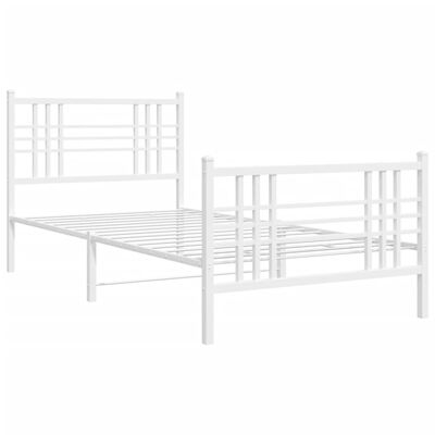 vidaXL Bedframe met hoofd- en voeteneinde metaal wit 100x190 cm