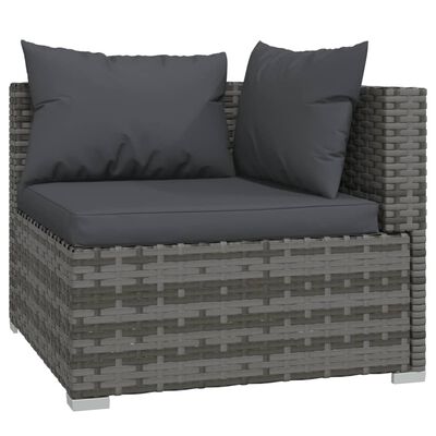 vidaXL 11-delige Loungeset met kussens poly rattan grijs