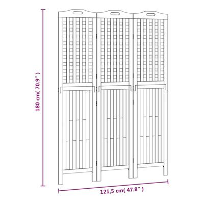 vidaXL Kamerscherm met 3 panelen 121,5x2x180 cm massief acaciahout