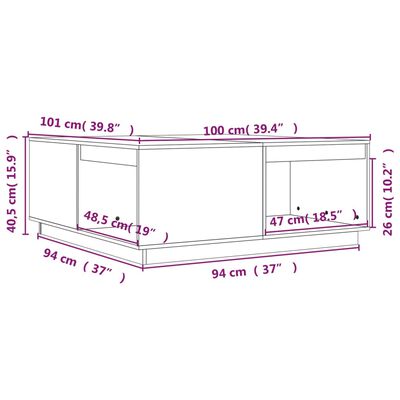 vidaXL Salontafel 100x101x40,5 cm massief grenenhout honingbruin