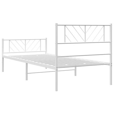 vidaXL Bedframe met hoofd- en voeteneinde metaal wit 90x200 cm