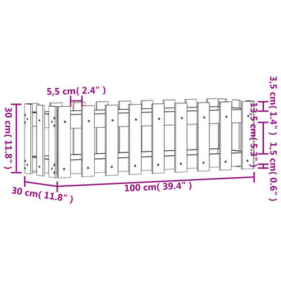 vidaXL Plantenbak verhoogd hekontwerp 100x30x30 cm geïmpregneerd hout