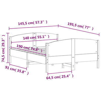 vidaXL Bedframe zonder matras massief grenenhout 140x190 cm