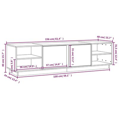 vidaXL Tv-meubel 156x40x40 cm massief grenenhout zwart