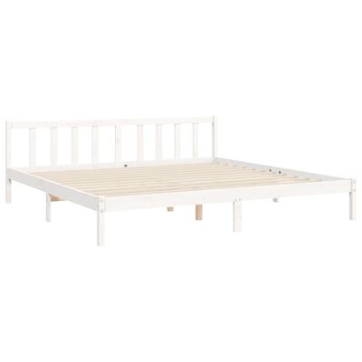 vidaXL Bedframe met hoofdbord massief hout wit 180x200 cm