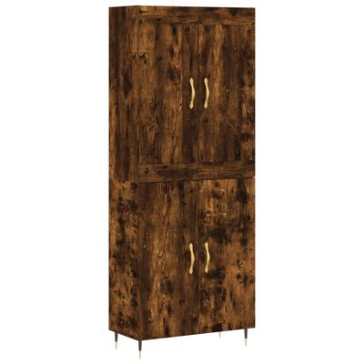 vidaXL Hoge kast 69,5x34x180 cm bewerkt hout gerookt eikenkleurig