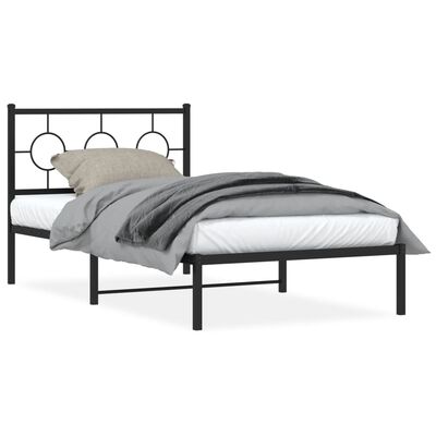 vidaXL Bedframe met hoofdbord metaal zwart 100x190 cm