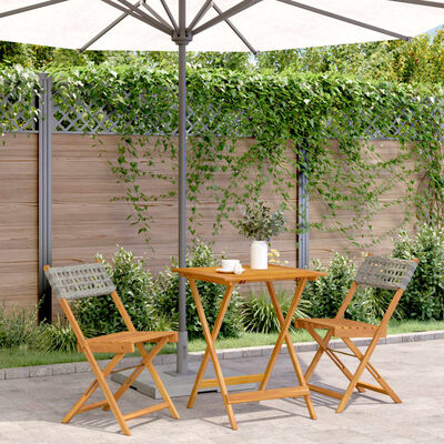 vidaXL 3-delige Bistroset poly rattan en massief hout grijs