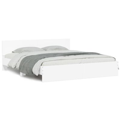 vidaXL Bedframe met hoofdeinde en LED-verlichting wit 200x200 cm