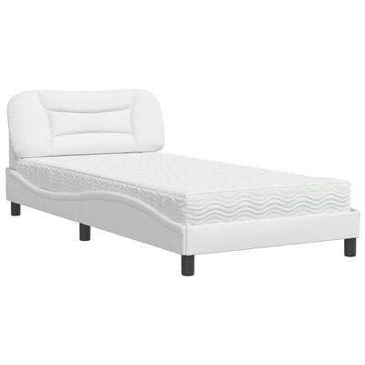 vidaXL Bed met matras kunstleer wit 100x200 cm