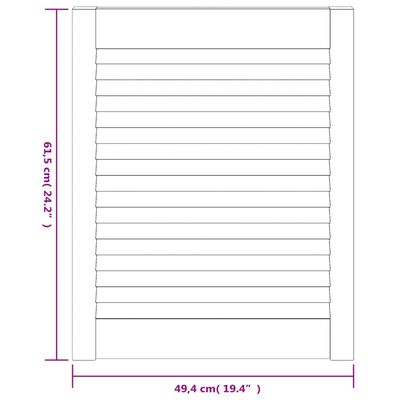 vidaXL Kastdeuren met lamellen 2 st 61,5x49,4 cm massief grenenhout