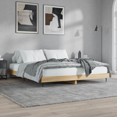 vidaXL Bedframe bewerkt hout sonoma eikenkleurig 200x200 cm