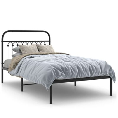 vidaXL Bedframe met hoofdbord metaal zwart 100x200 cm