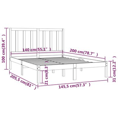 vidaXL Bedframe massief grenenhout 140x200 cm