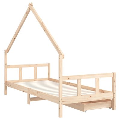 vidaXL Kinderbedframe met lades 90x190 cm massief grenenhout