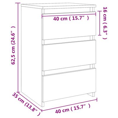 vidaXL Nachtkastje 40x35x62,5 cm bewerkt hout sonoma eikenkleurig